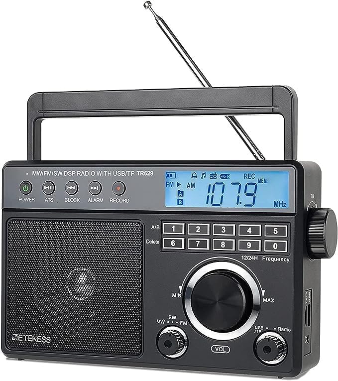 Retekess TR629 Portable Radio, Network-Battery, AM FM SW, USB/TF