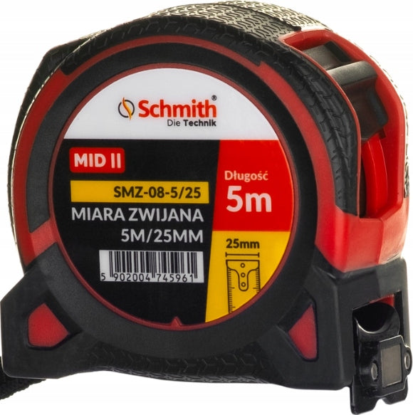 Retractable measure Schmith 5 m x 25 mm tape measure with lock magnet hitch