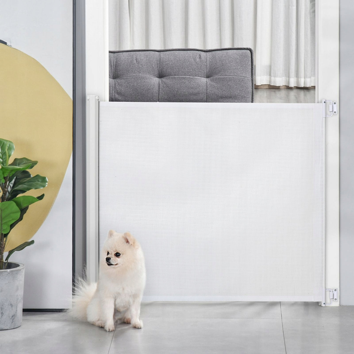 Retractable safety gate 115 cm, white