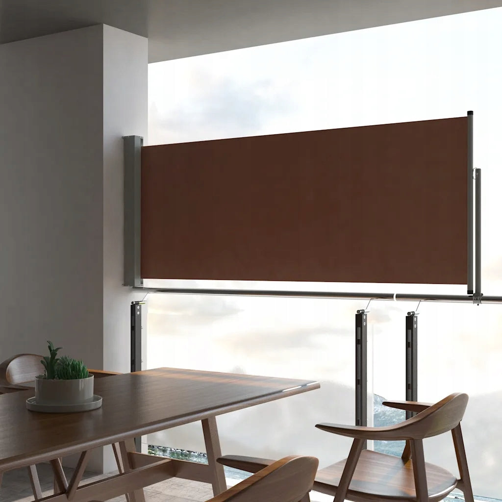 Retractable side awning for terrace, 100 x 300 cm, brown