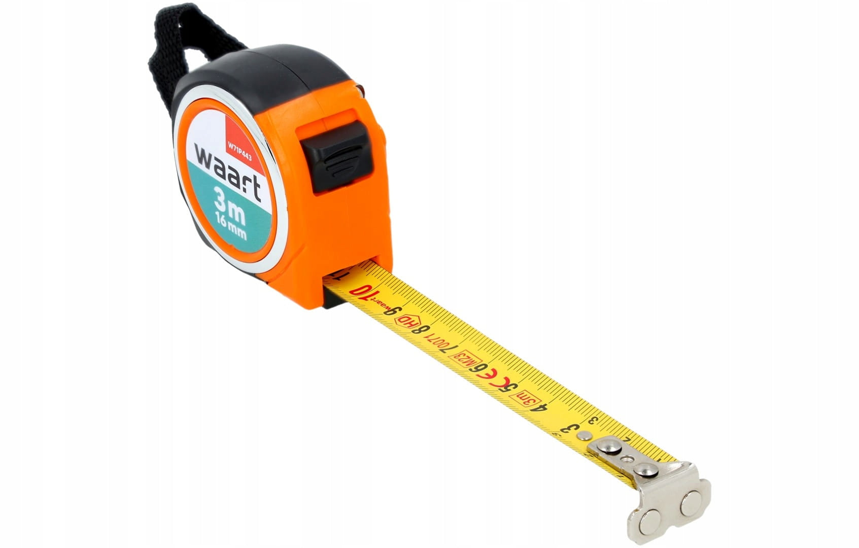 Retractable steel measure 3 m, 16 mm, compact housing Length 3 m
