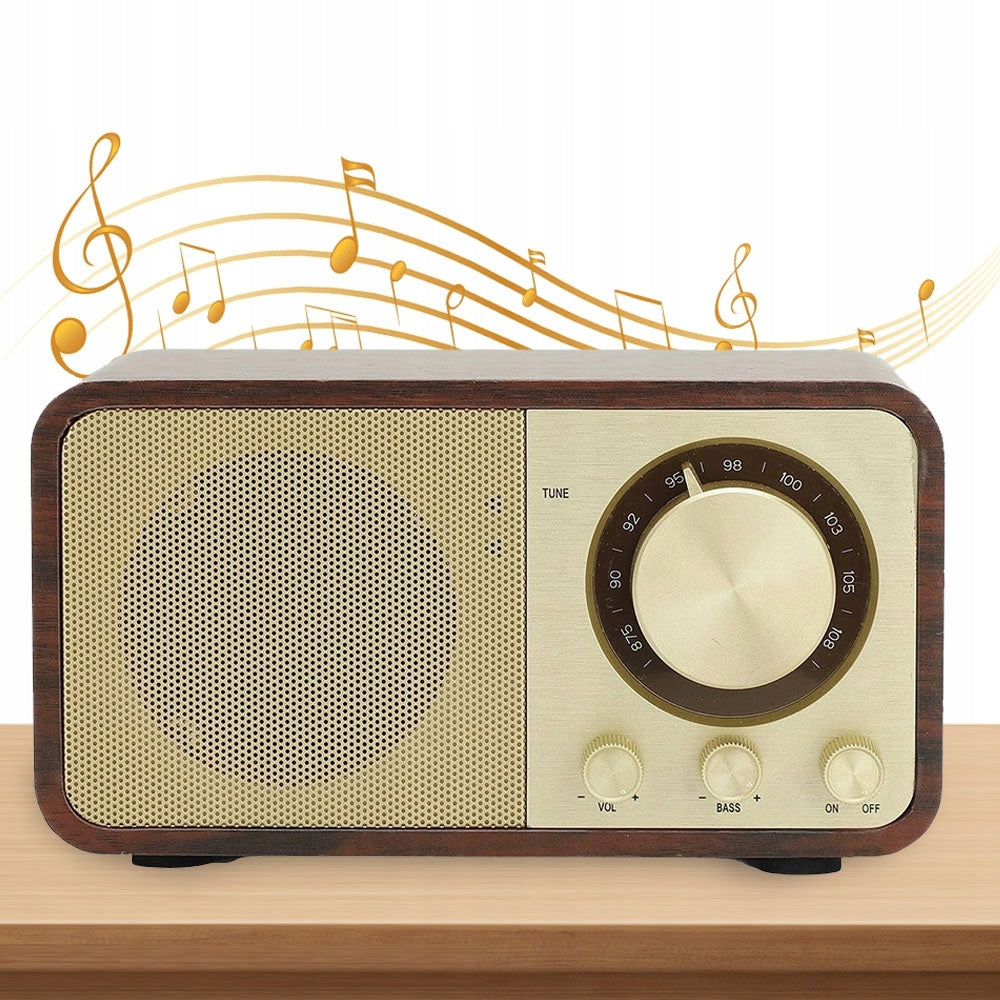 Retro Bluetooth 1500Mah AUX/USB/TF Wooden Speaker And Pendrive Input
