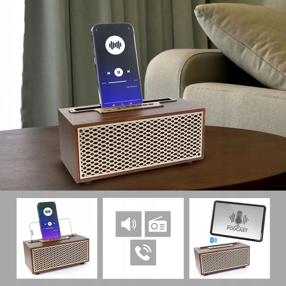 Retro Bluetooth Speaker Wooden FM Radio AUX microSD 8W Stereo Sound Model other