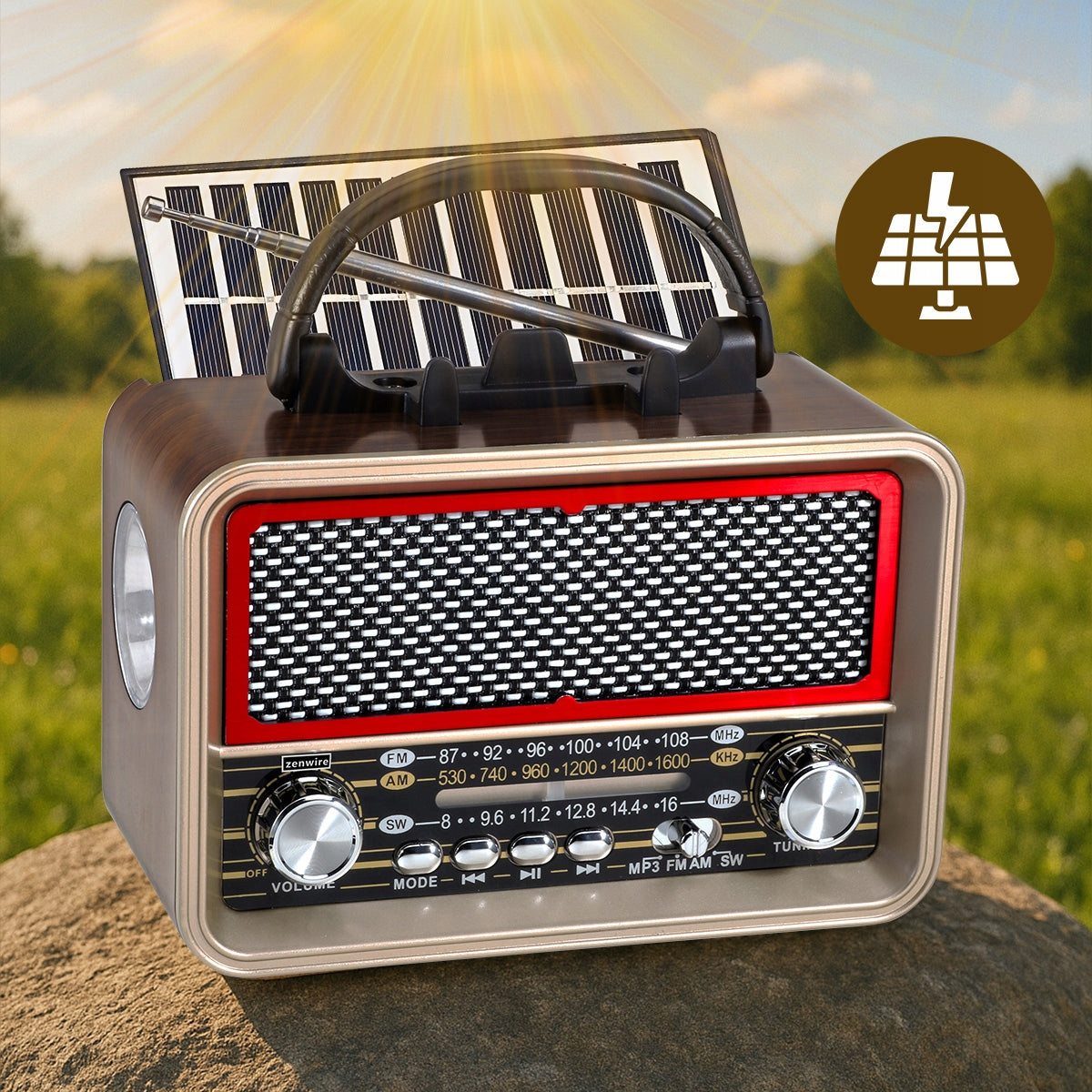 Retro FM Solar Bluetooth Radio Portable Battery Operated Kitchen USB-C Antenna EAN (GTIN) 5904507521608