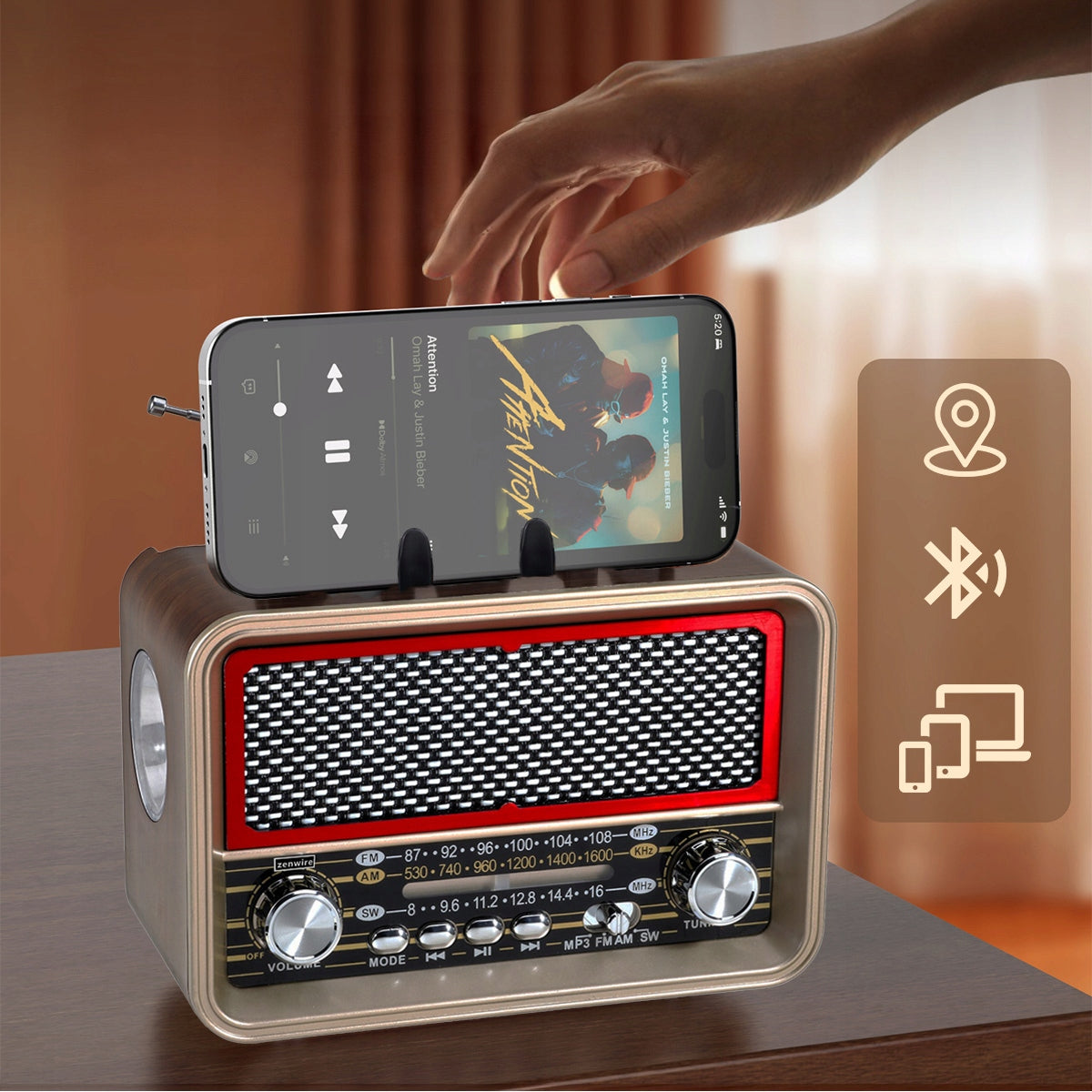 Retro FM Solar Bluetooth Radio Portable Battery Operated Kitchen USB-C Antenna Manufacturer code Mini Radio Retro do Kuchni Garażu Budowlane