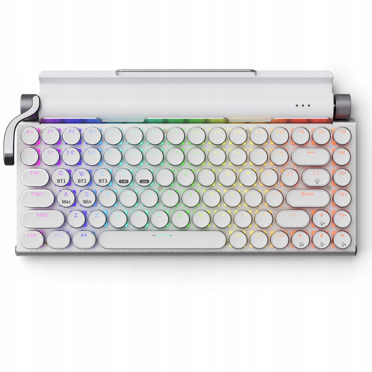 Retro Mechanical Keyboard, 83 Keys, 3 Ways to Connect-White