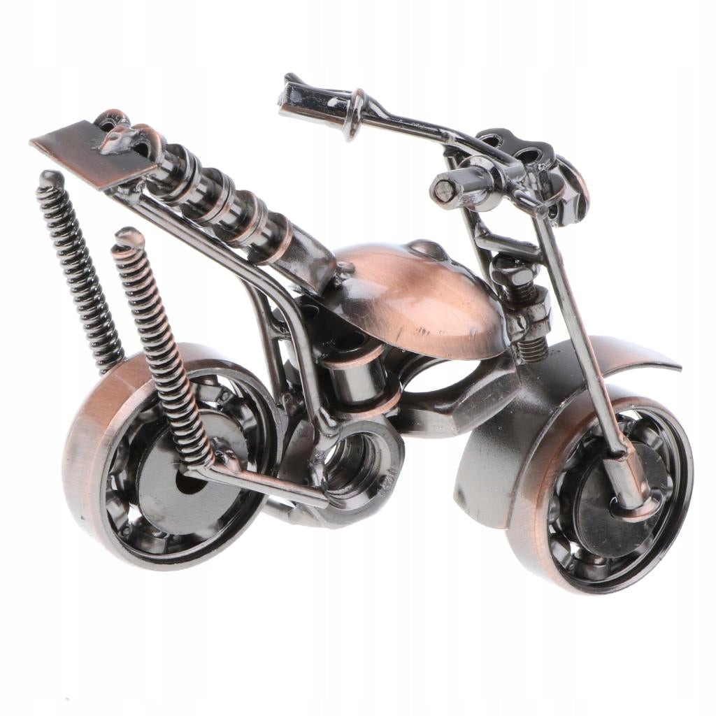 Retro Metal Motorcycle Sculpture Model Collection 5 Bronze Packaging status original