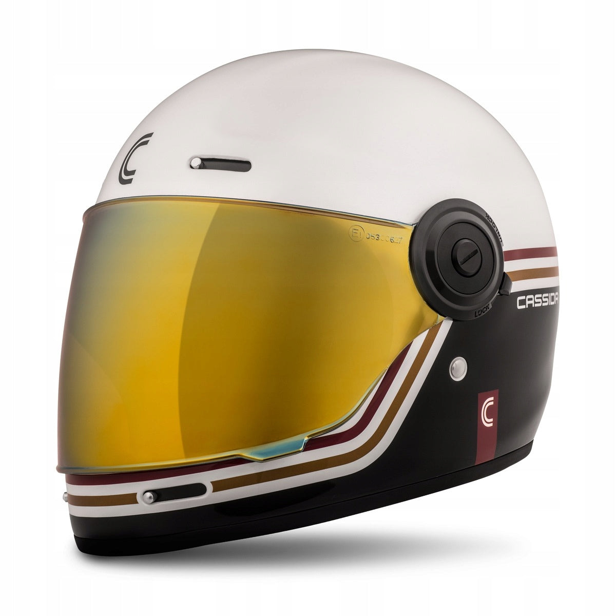 Retro Motorcycle Integral Helmet Cassida Fibre Gold Colorless Glass - S
