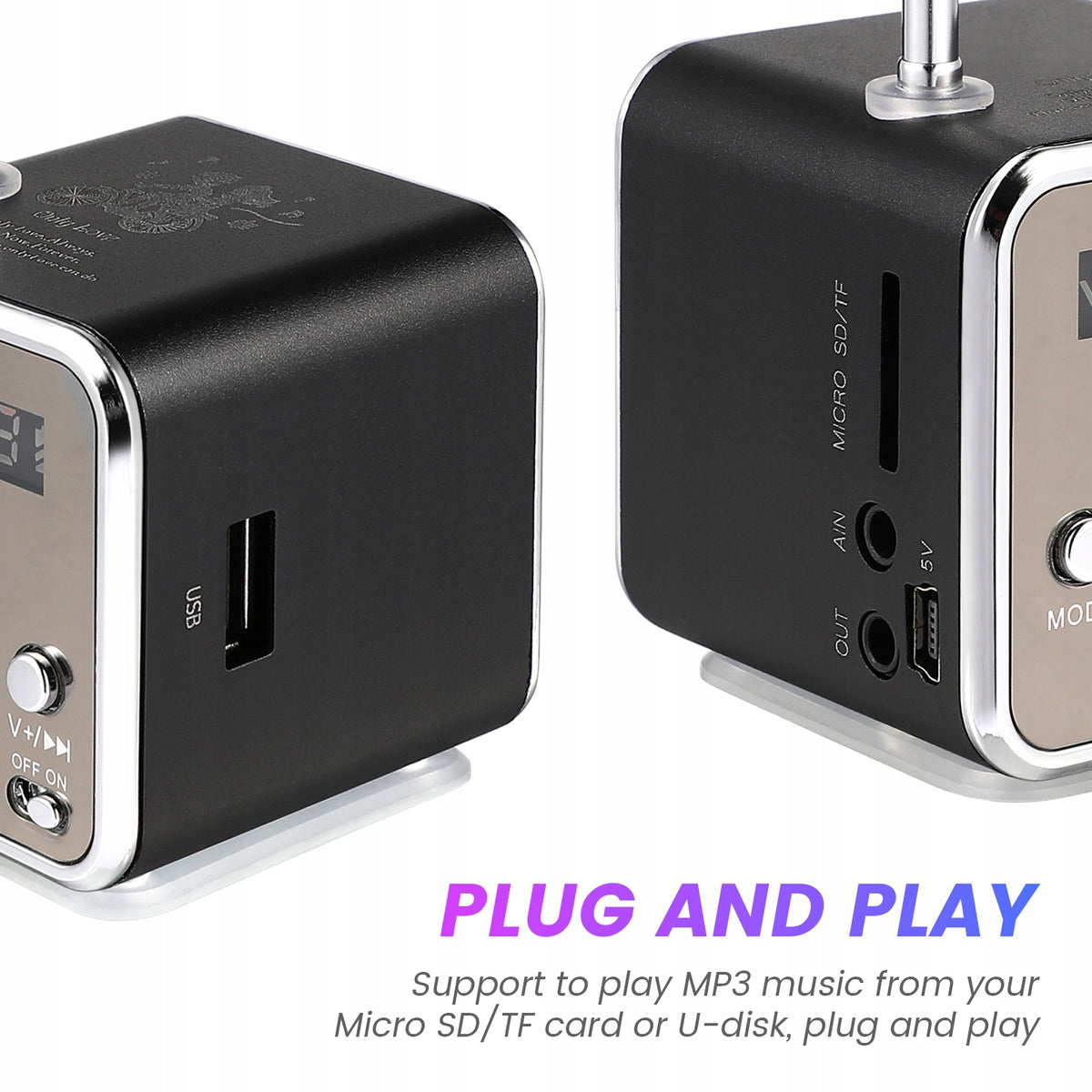 Retro Portable Black Wireless Speaker Kit for Home Model other