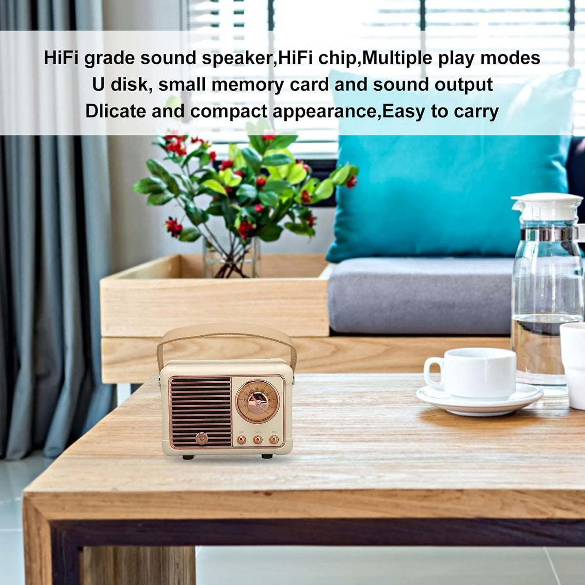 Retro Speaker, 360 Degree HiFi Stereo Sound, Multiple Modes Brand no brand