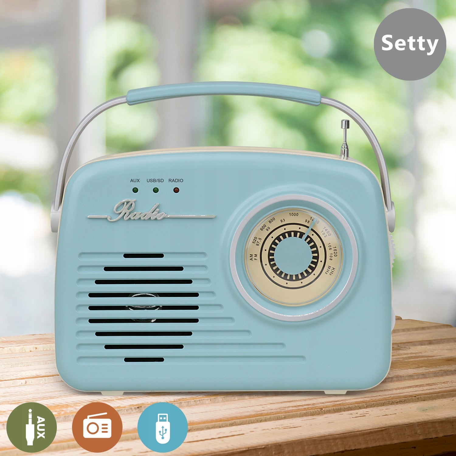 Retro Style Radio Portable Bluetooth Speaker Wireless USB AUX SD Manufacturer code GSM176704