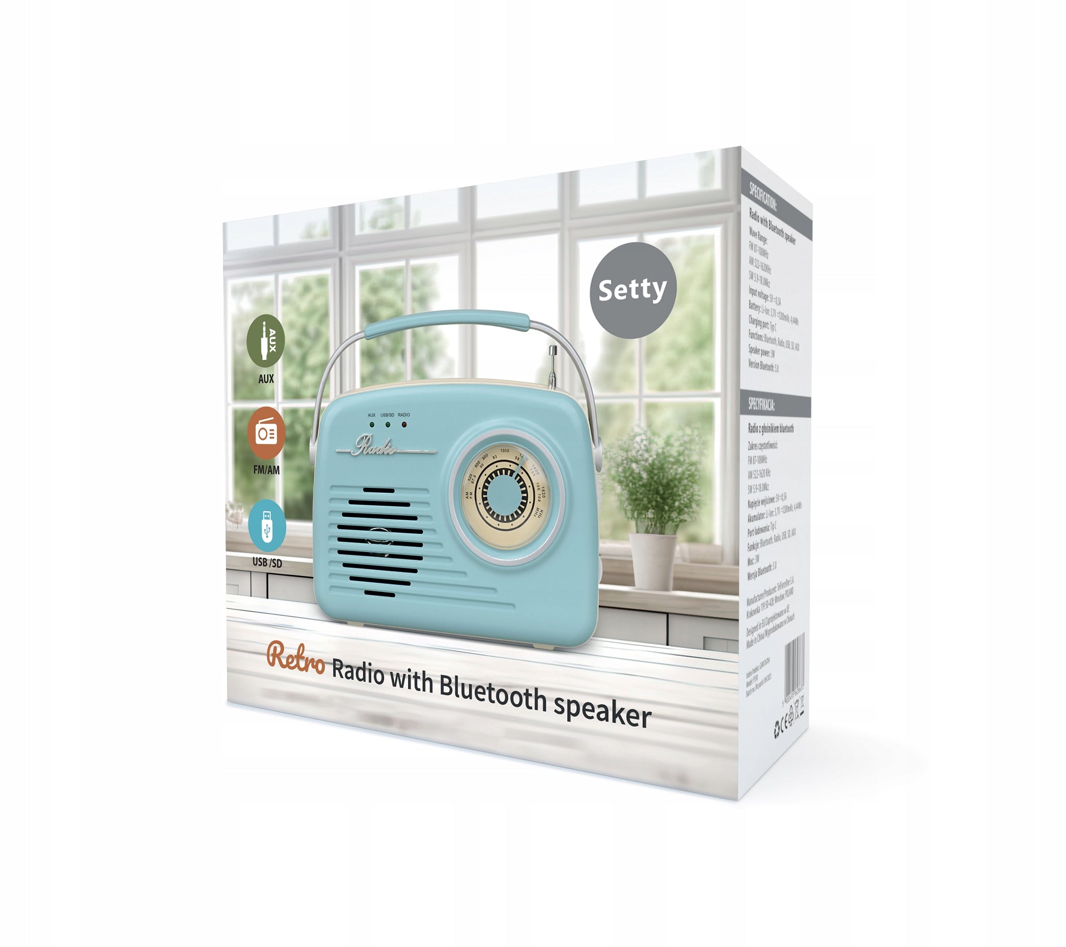 Retro Style Radio Portable Bluetooth Speaker Wireless USB AUX SD Packaging status original