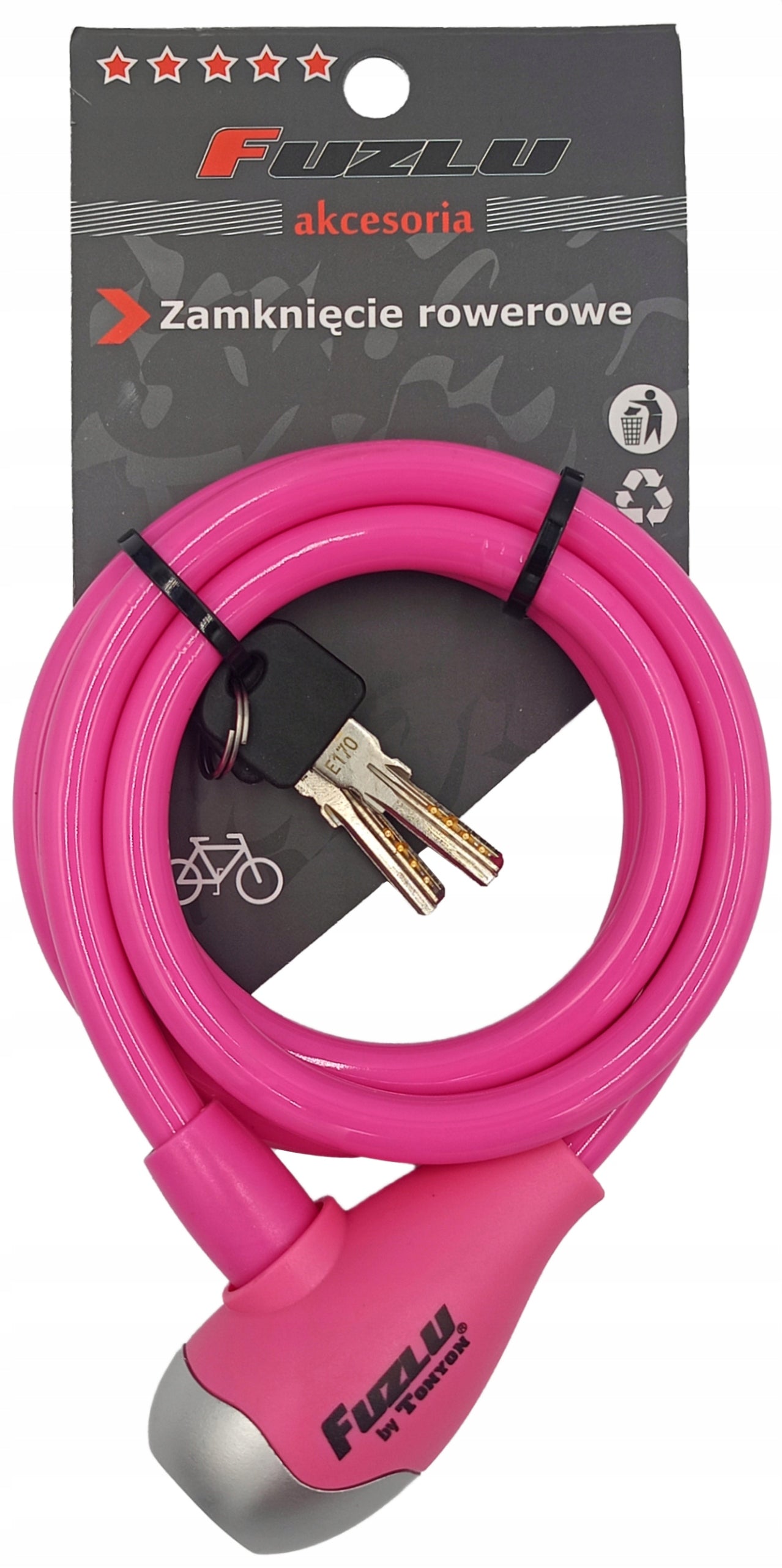 Retro bicycle lock TY560 10x1200mm pink