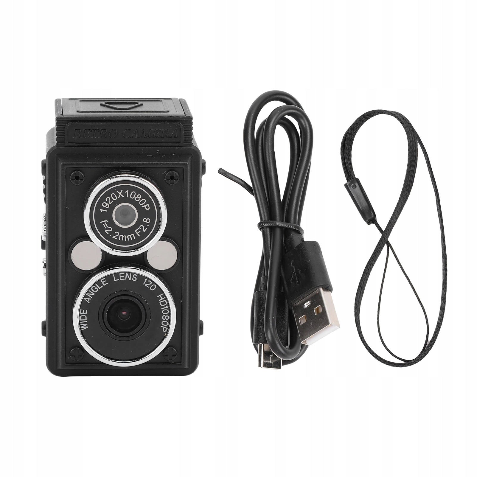 Retro digital camera with two 1080P HD 12MP GI video lenses