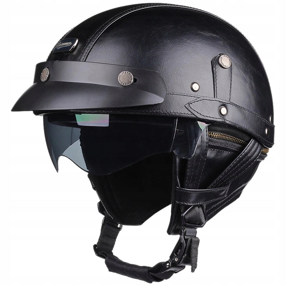 Retro motorcycle helmet,universal,Harley motorcycle protective helmet + goggles Size M
