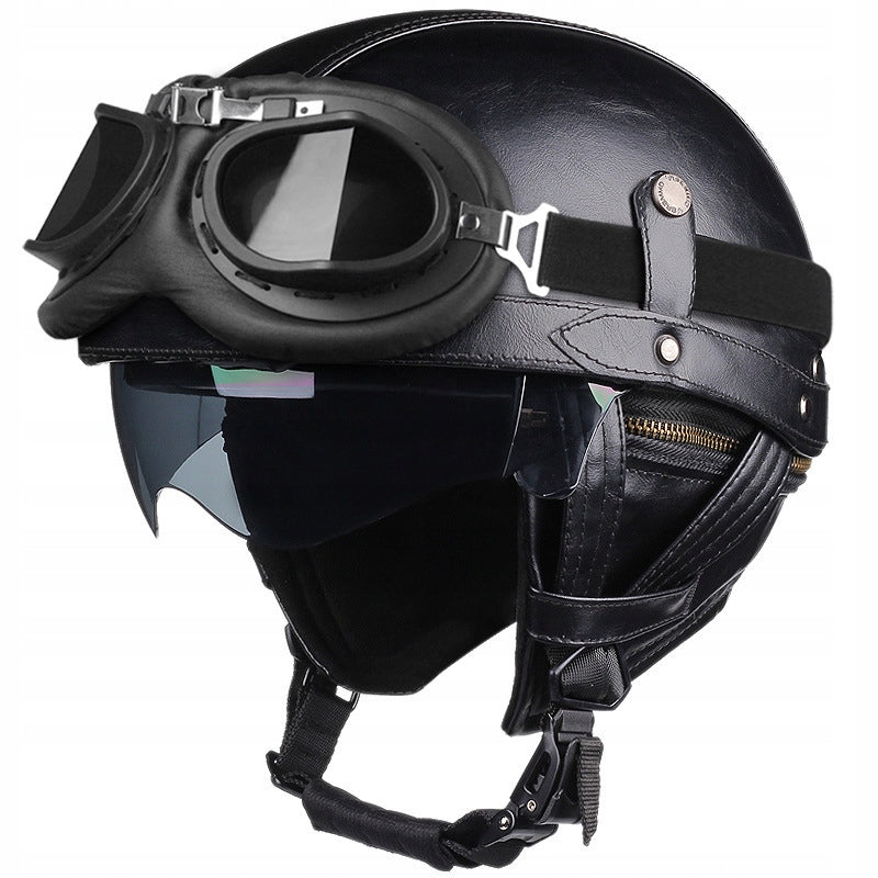 Retro motorcycle helmet,universal,Harley motorcycle protective helmet + goggles