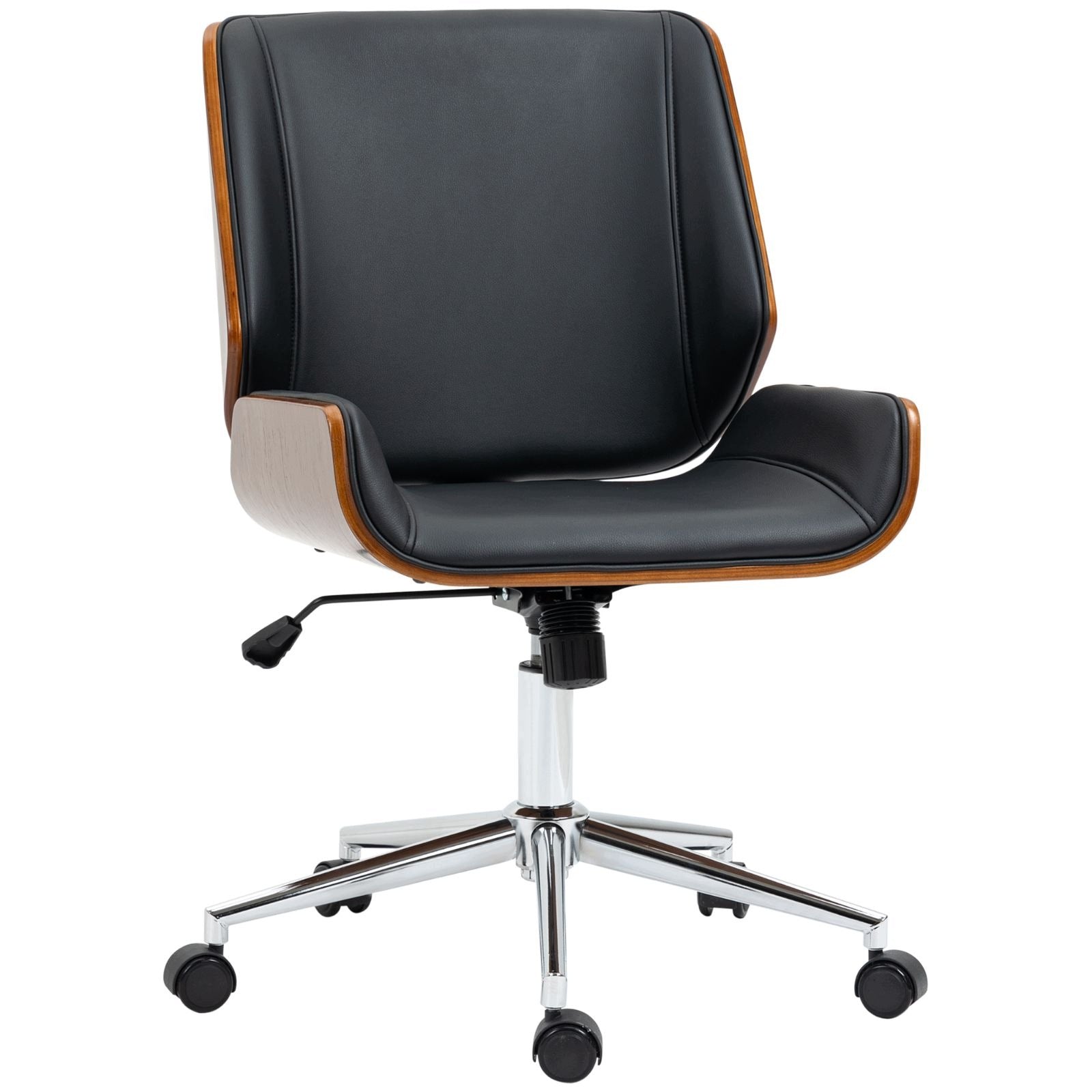Retro office chair black wood adjustable