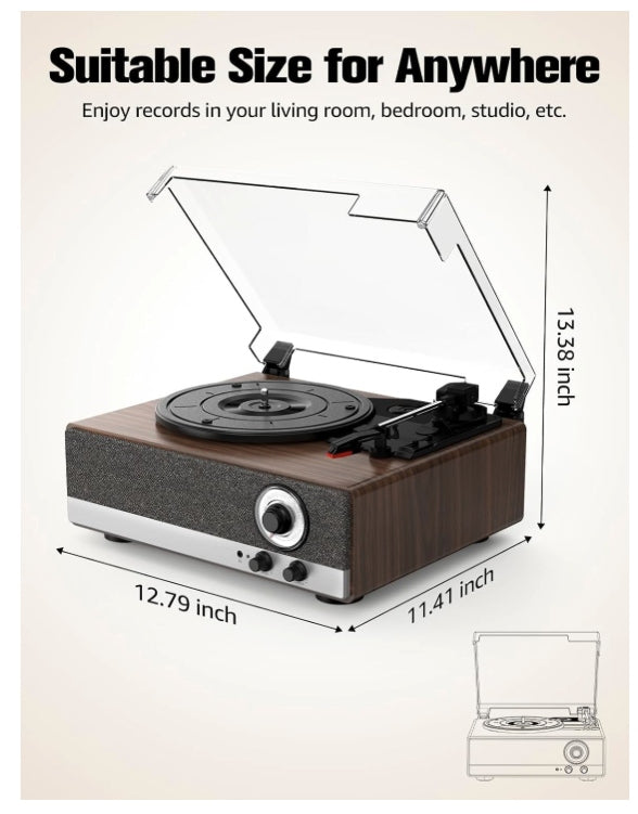 Retrolife Bluetooth Turntable with Speakers Wooden Retro Vinyl Player Manufacturer code B0CHMM6LZW