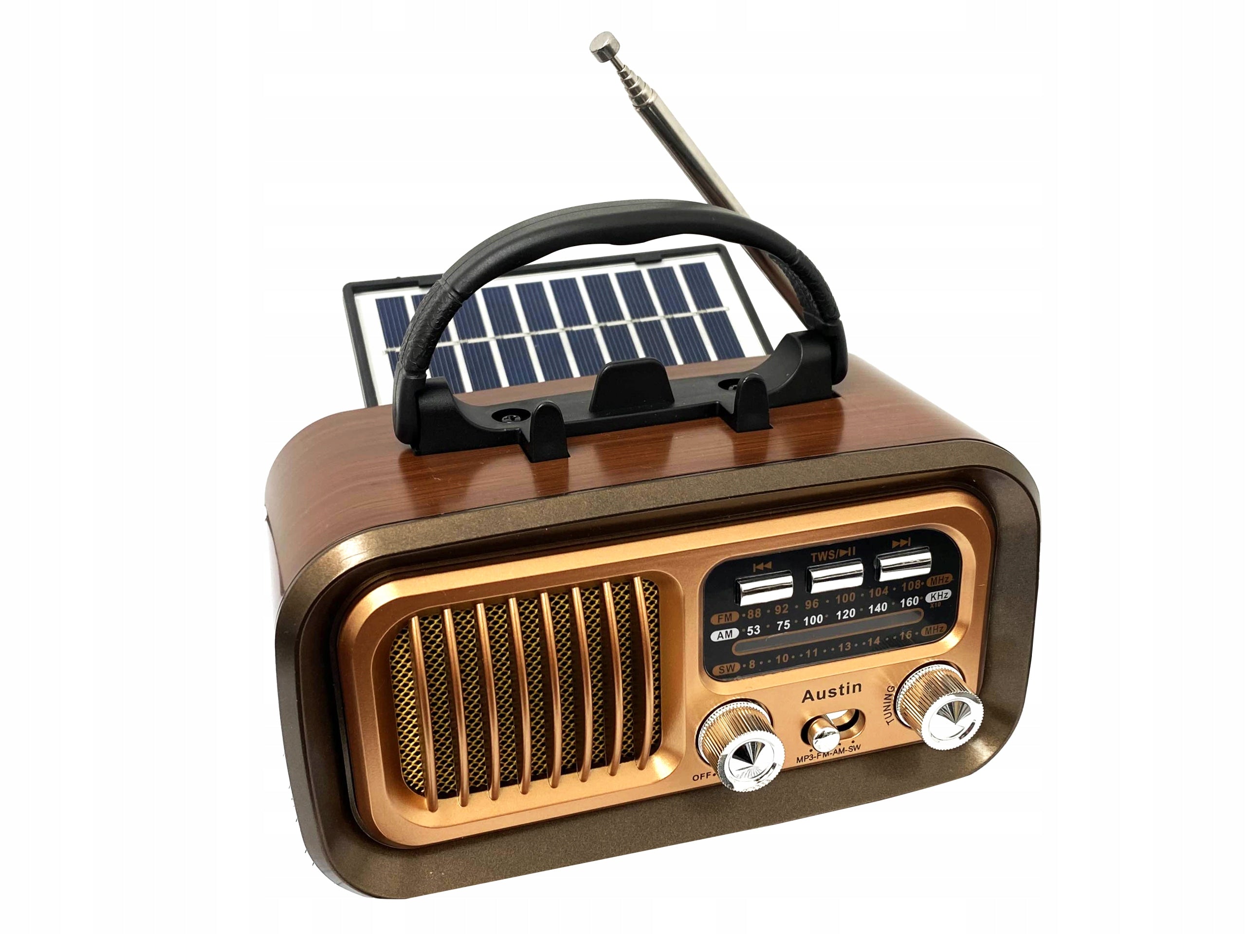 Retropolis AUSTIN Vintage Radio Retro Solar USB microSD Bluetooth 1200mAh Manufacturer code 56656658