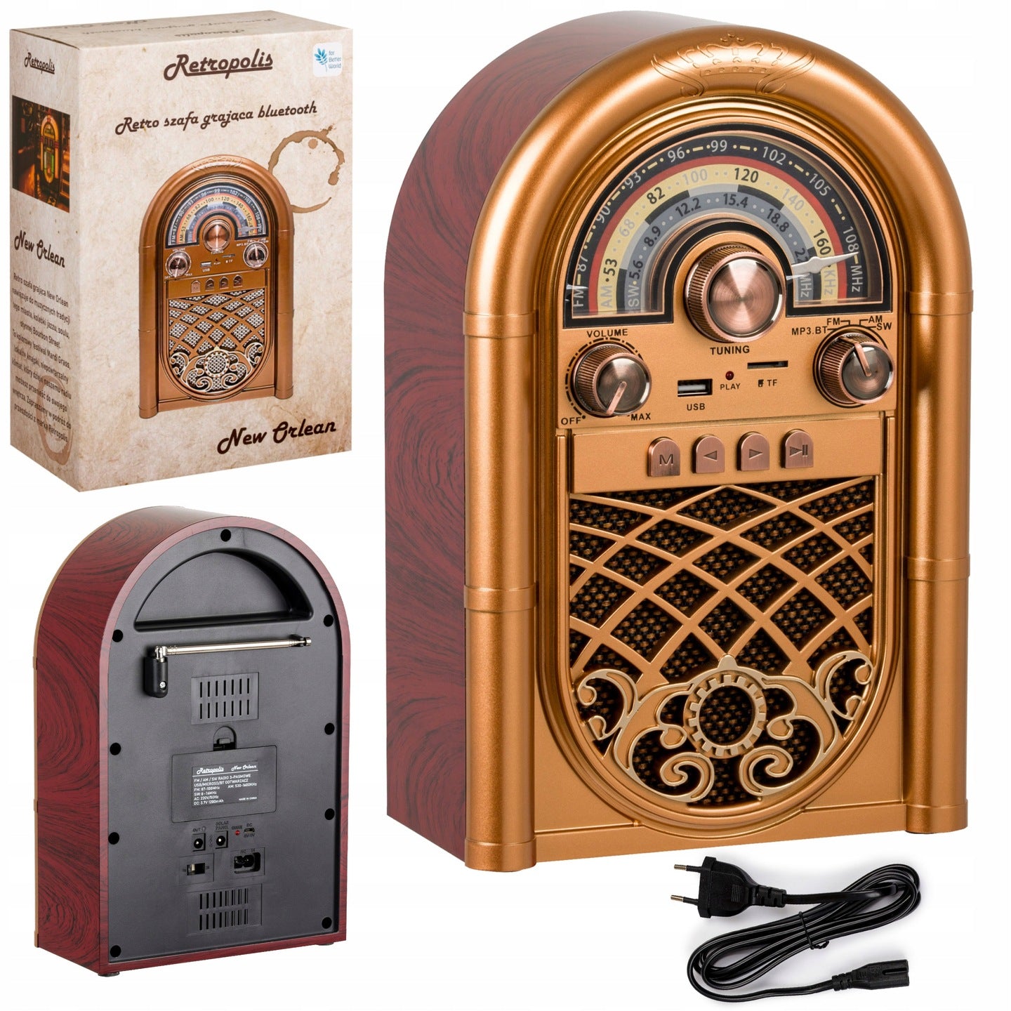 Retropolis New Orleans retro radio 1200mAh USB microSD Bluetooth Powerbank Packaging status original