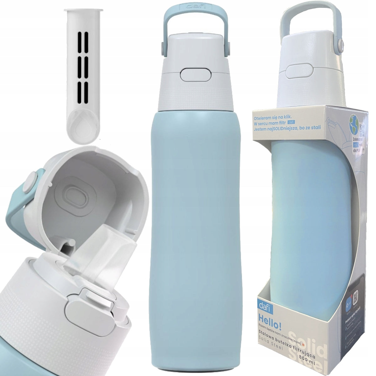 Reusable Filter Bottle Steel SOLID Steel 800 ml Blue