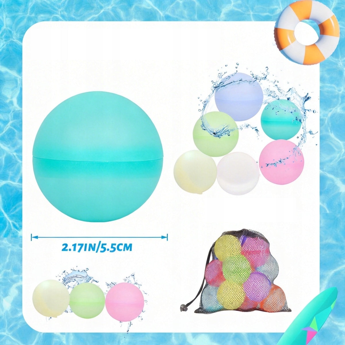 Reusable Water Bombs 6pcs Silicone Balls Kind water balloons