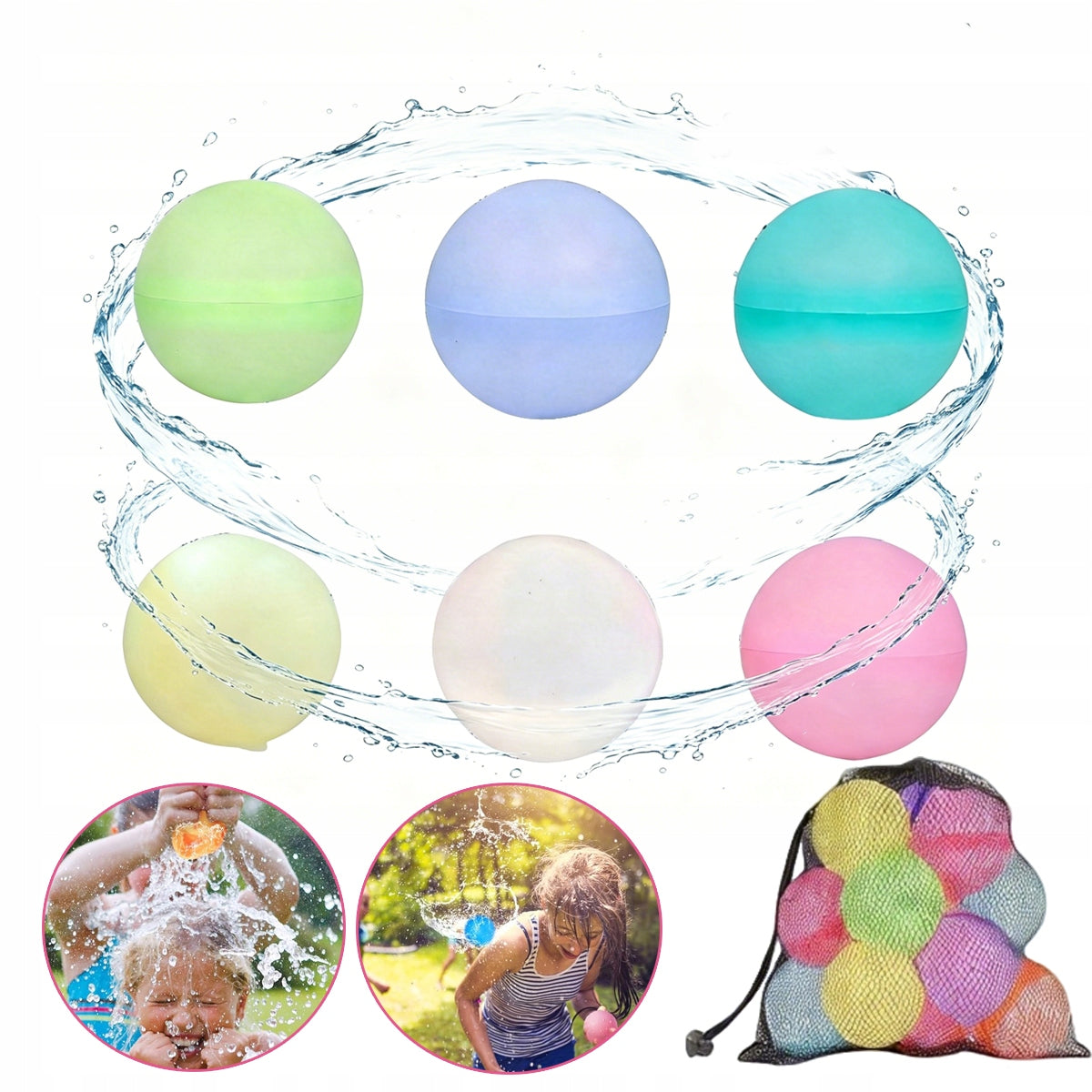 Reusable Water Bombs, Water Ball Set 6pcs.