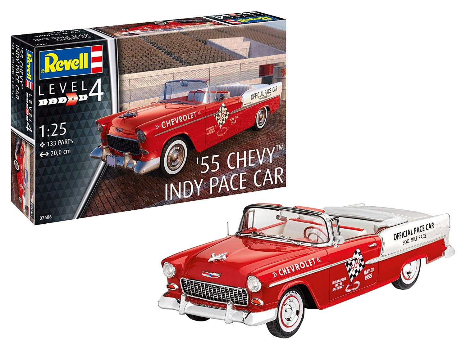Revell '55 Chevy Indy Pace Car 1/25 Plastikmodellbausatz 07686 