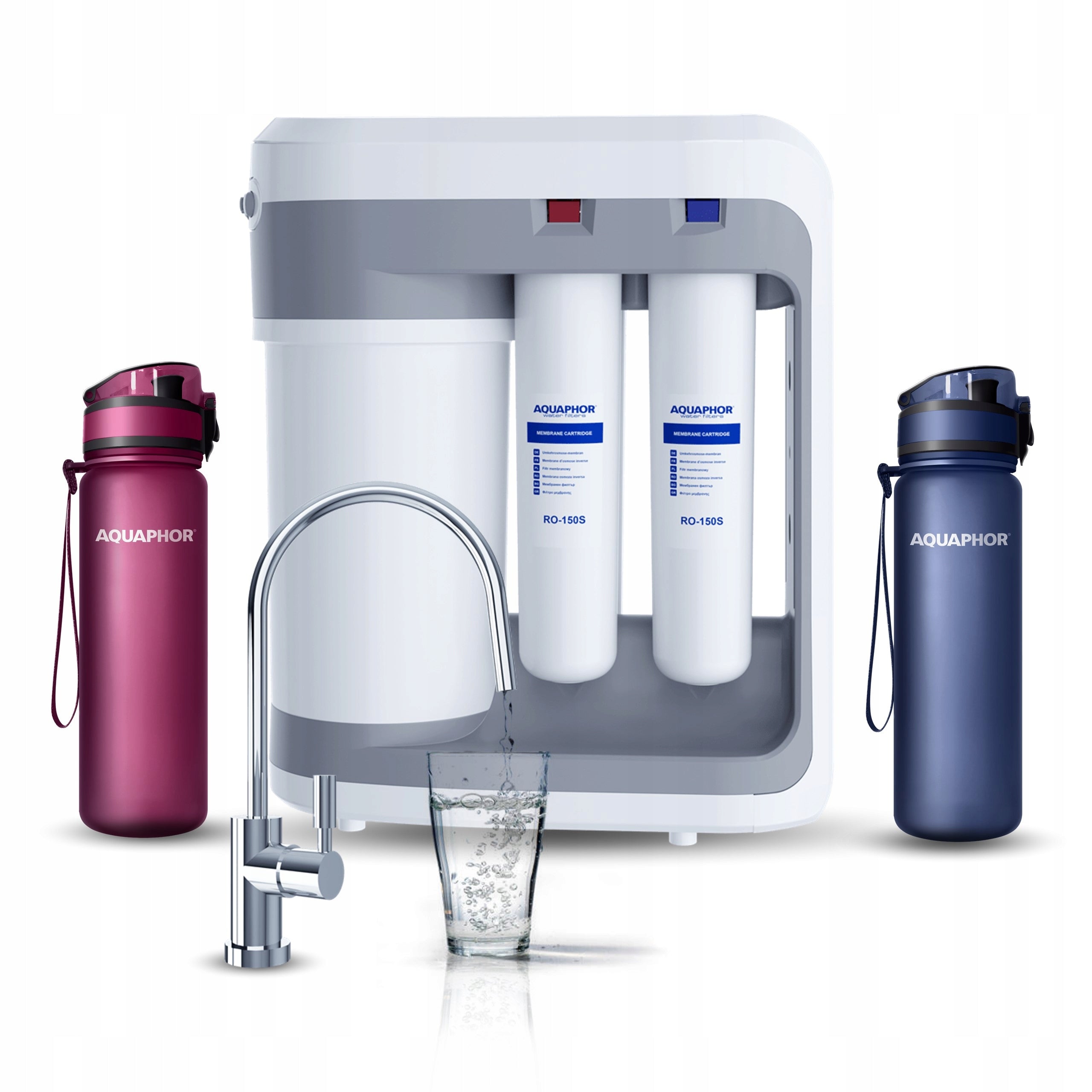 Reverse Osmosis System 300 GPD AQUAPHOR Water Filter Under Sink + 2x WATER BOTTLE