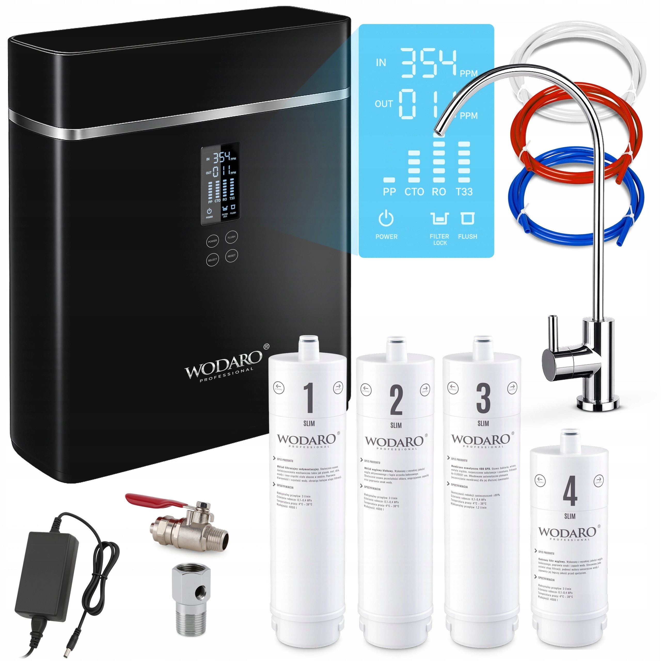 Reverse Osmosis WODARO SLIM RO5 Water Filter Under Sink for Kitchen METER TDS Packaging status original
