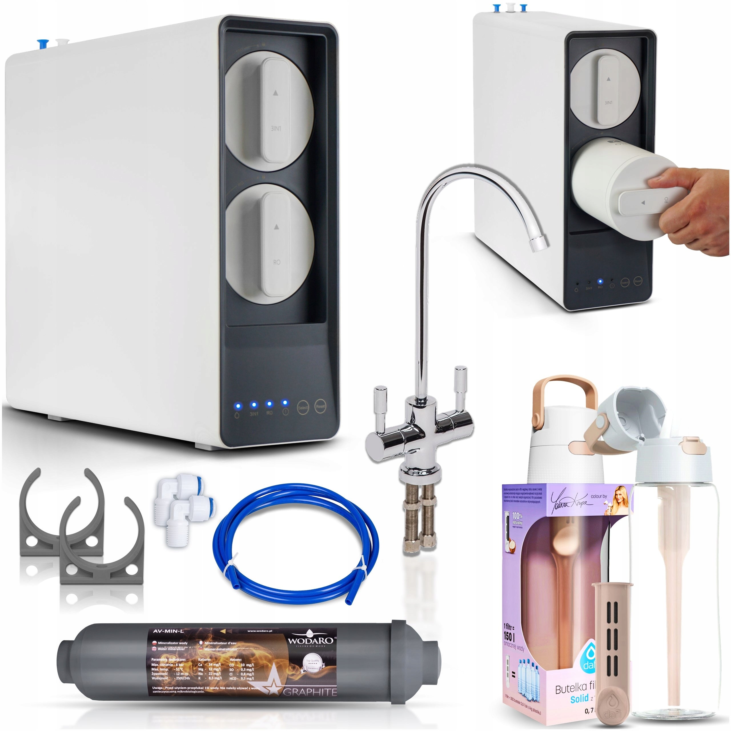 Reverse osmosis water filter RO600 MINI + mineralizer bottle DAFI SOLID