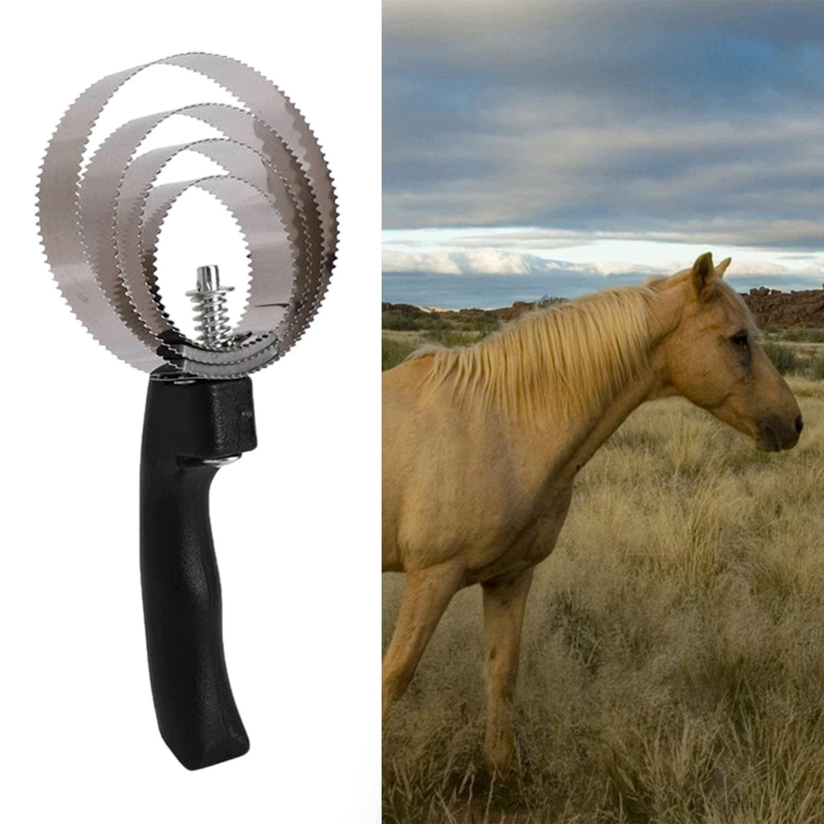 Reversible Curry Comb Stainless Steel Metal Curry Brush for Cow Cattle