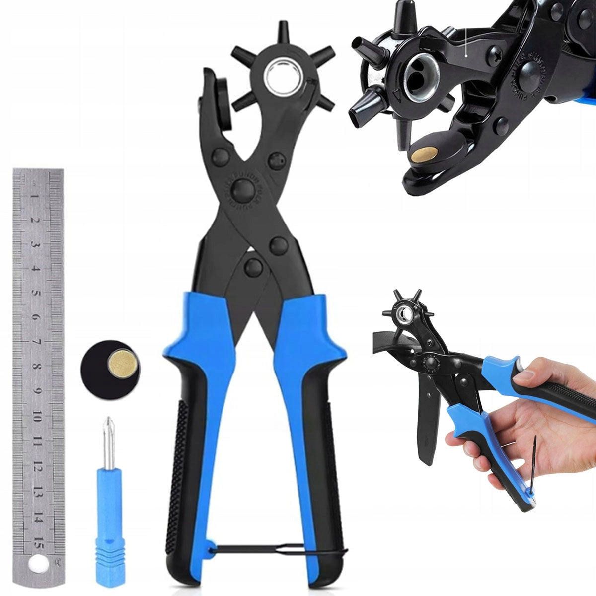 Revolver punch for leather and belts – professional, pliers