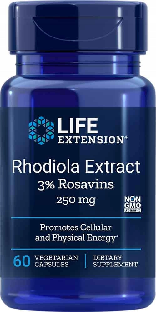 Rhodiola 3% Rozawin stress energy adaptogen 60 capsules Life Extension