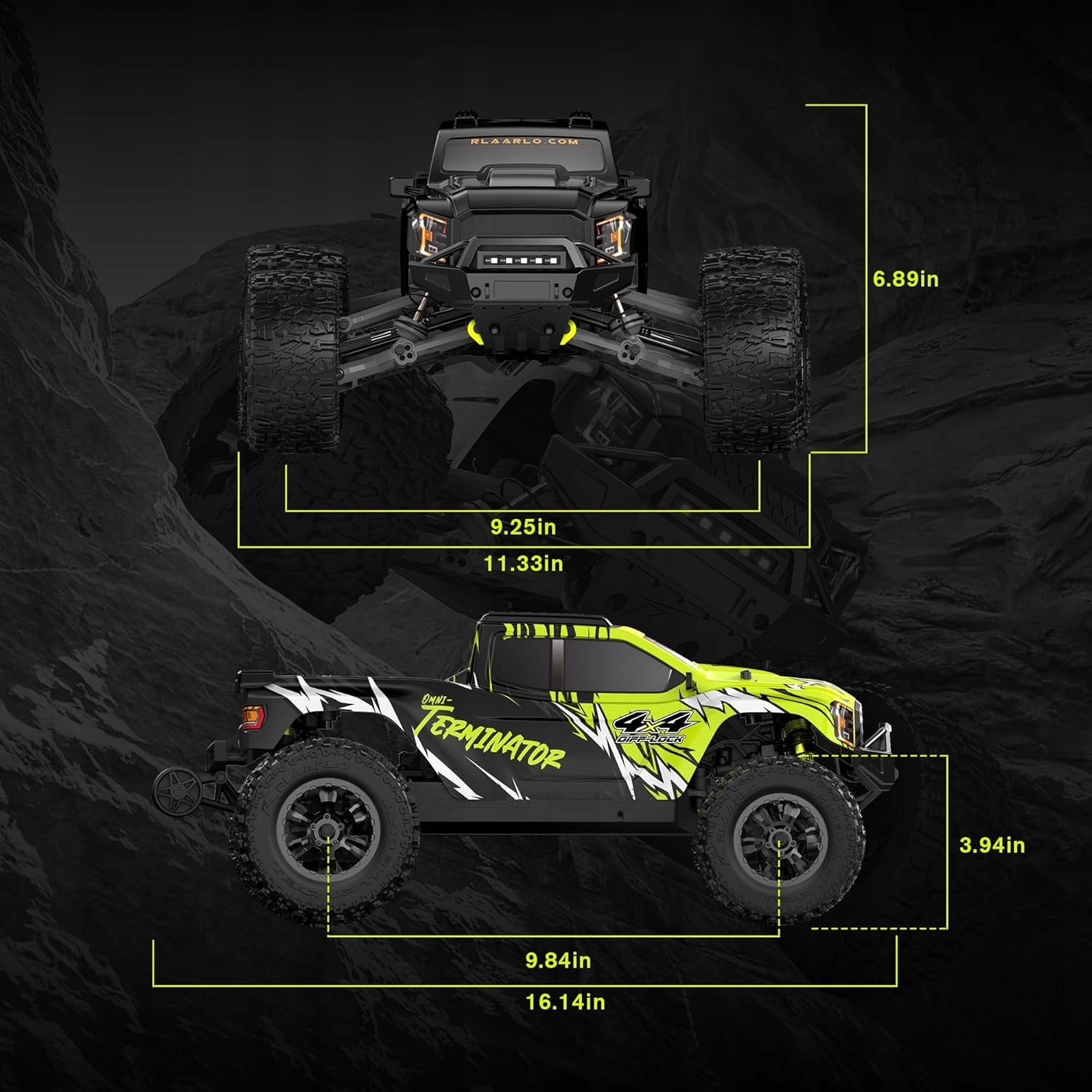 Riaario RC 1:10 Brushless 4WD 50km/h Carbon Waterproof Auto Truck Packaging status original