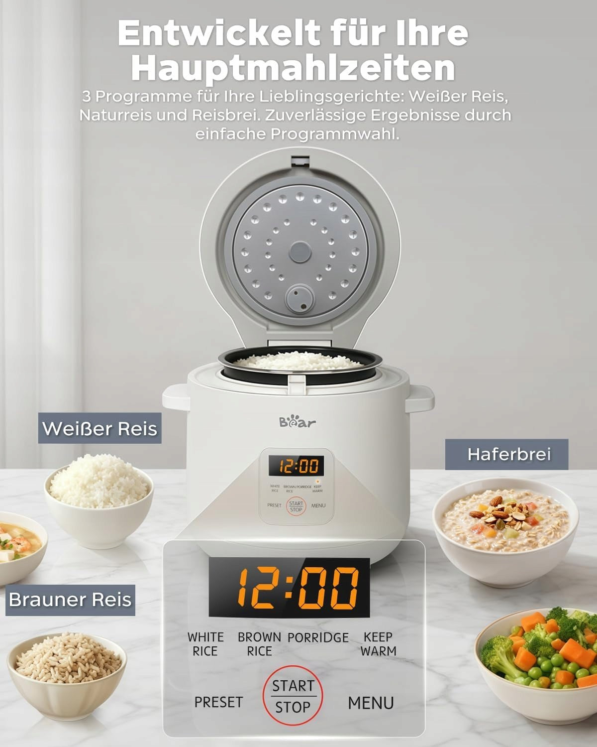 Rice Cooker Bear 1,2L 300 W Heat Maintenance Function Brand Bear