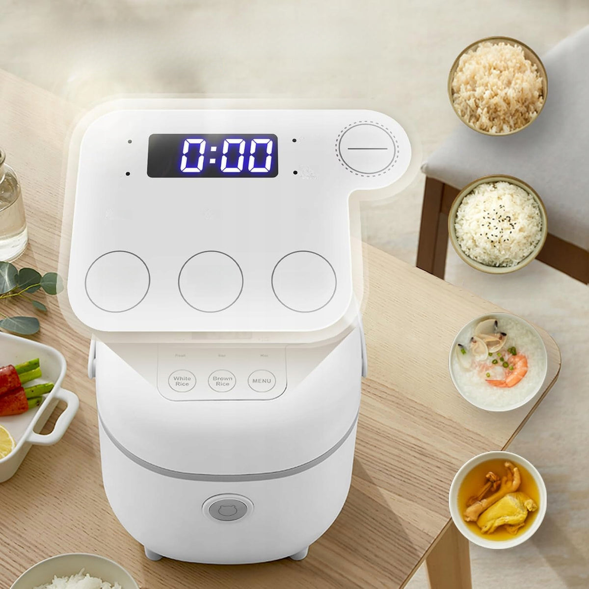 Rice Cooker With Steamer 2 L Electric Rice Pot For 1-4 People For Kitchen Packaging status original
