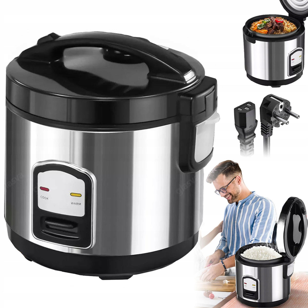 Rice Cooking Pot Rice Cooker 2L 400W Automatic Stainless Steel Shutdown Packaging status original