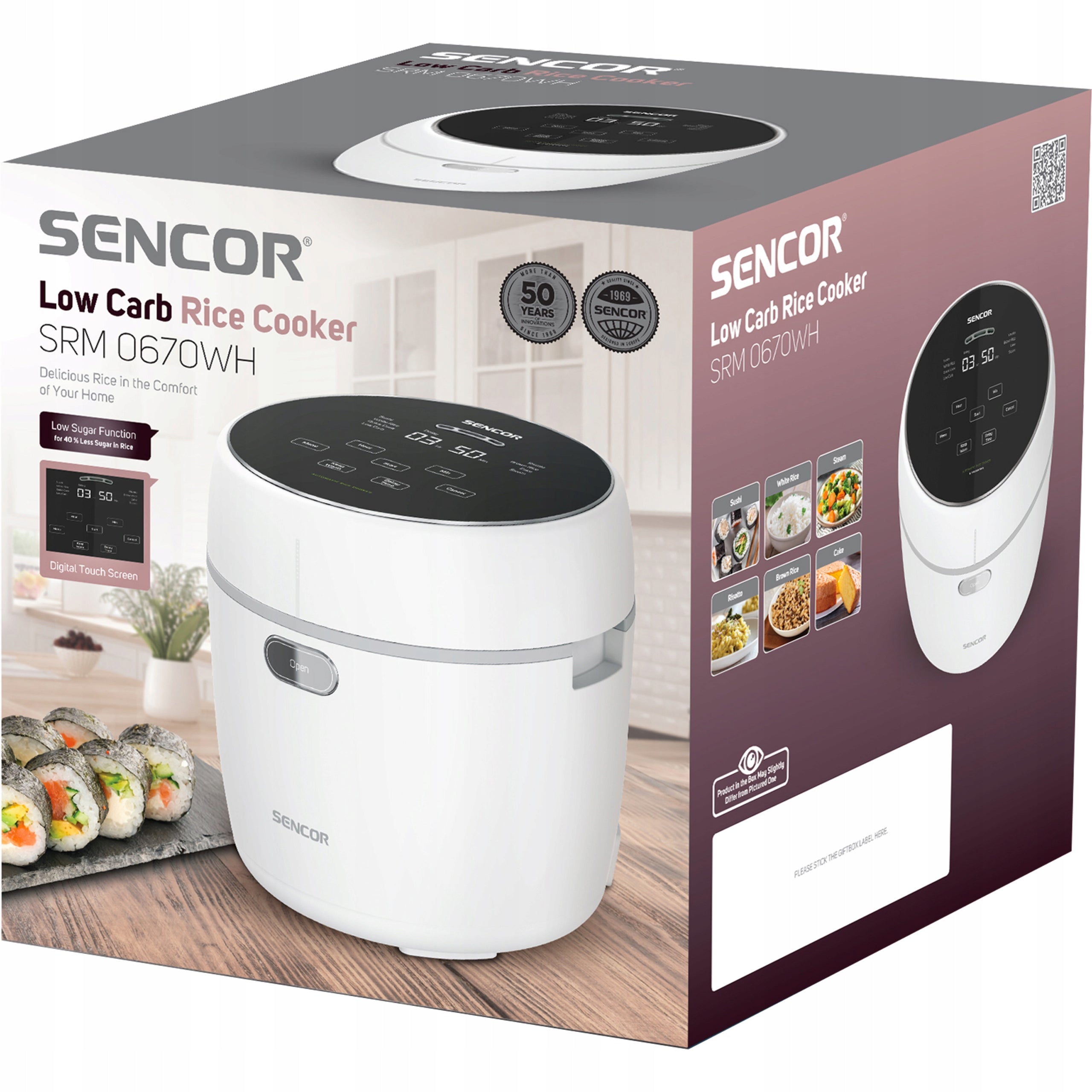 Rice cooker multifunctional pot 0,6 l 8 functions 350 W Sencor SRM 0670WH white Packaging status original