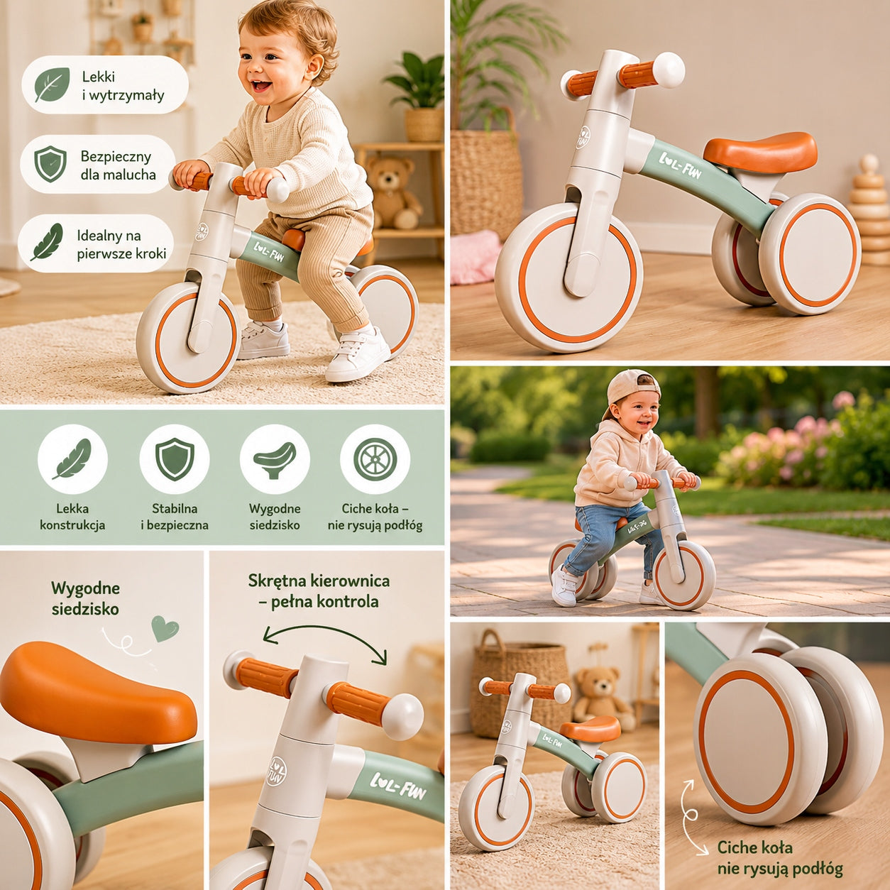 Ride-on balance bike for children from 12 months Manufacturer code RIWEREK BIEGOWY