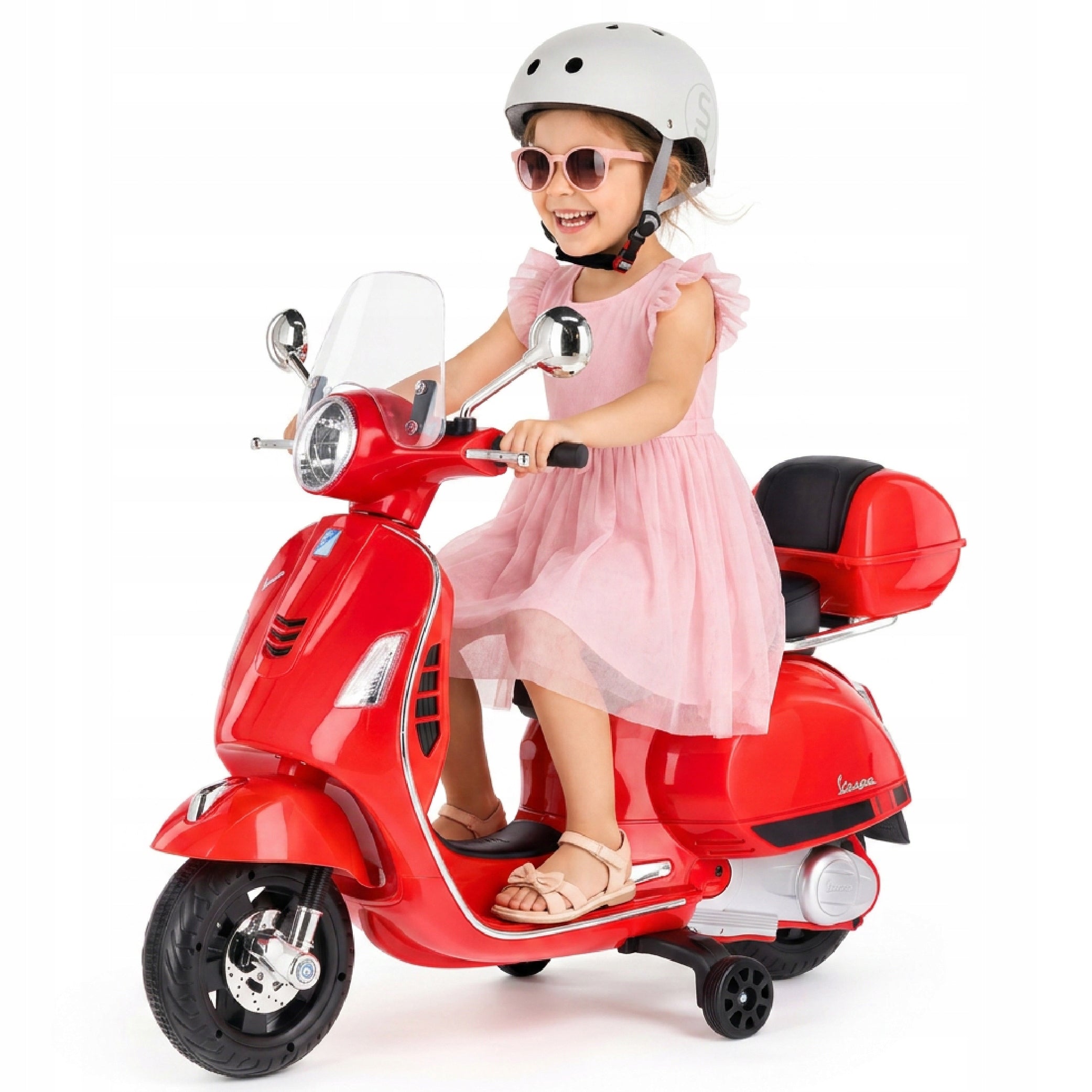 Ride-on for children Vespa battery scooter with MAXI trunk