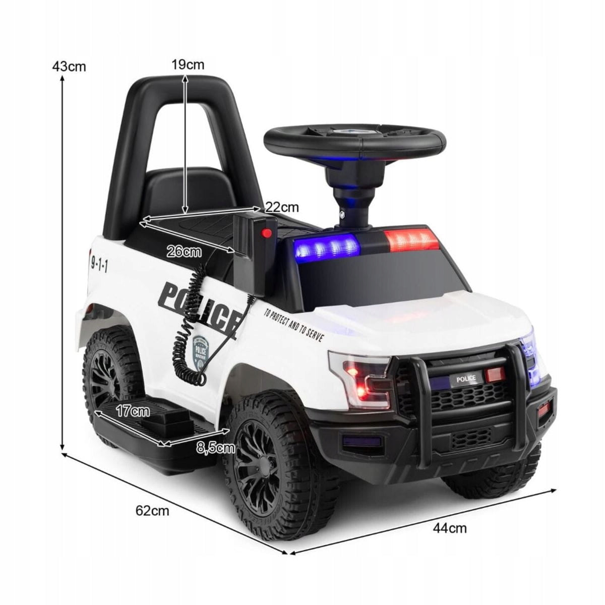 Ride-on for children police car with megaphone Batteries included yes