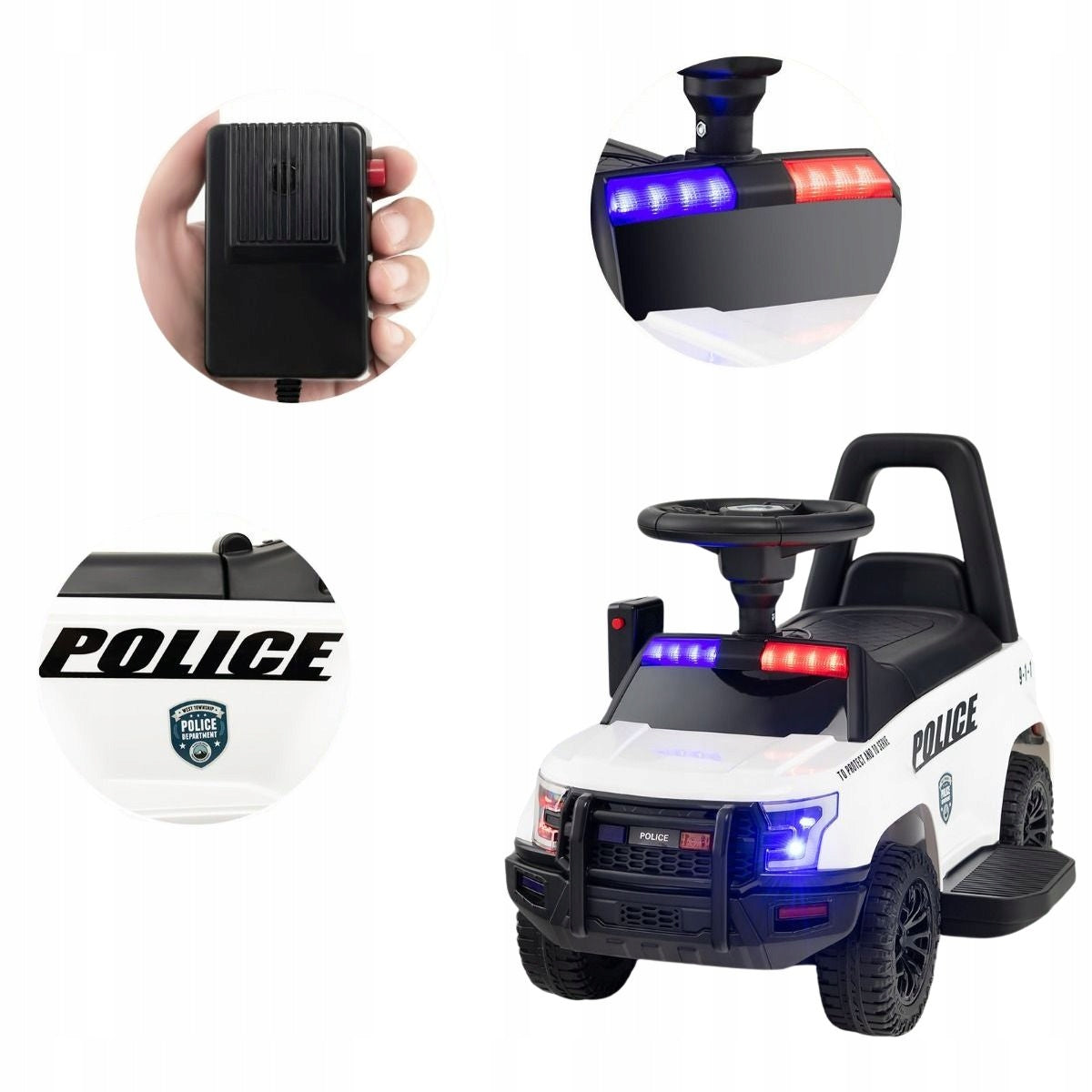 Ride-on for children police car with megaphone Manufacturer code TQ10111DE-WH
