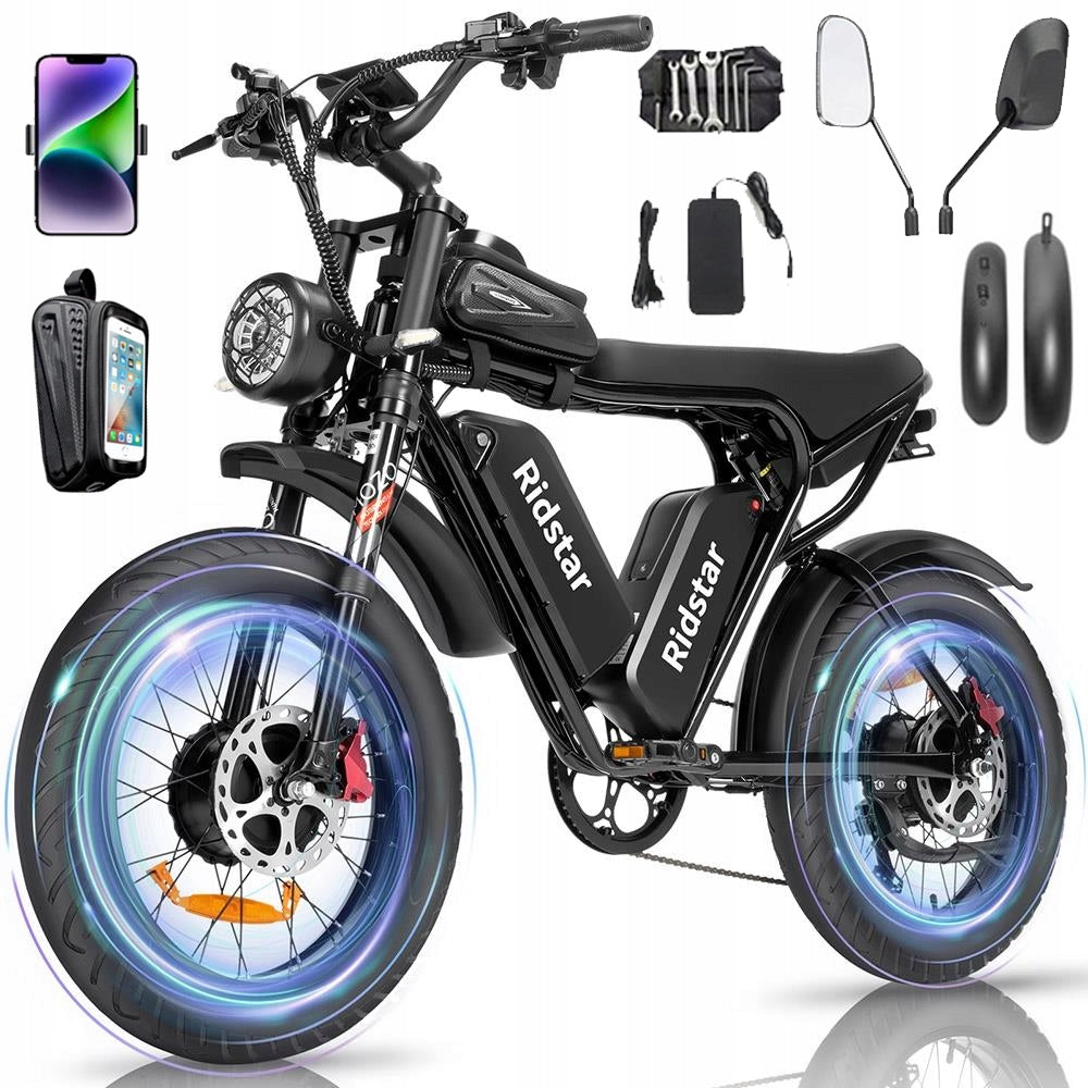 Ridstar Q20PRO Electric vehicle 3000W 52V 40AH 60KM/H Thick MTB tyre