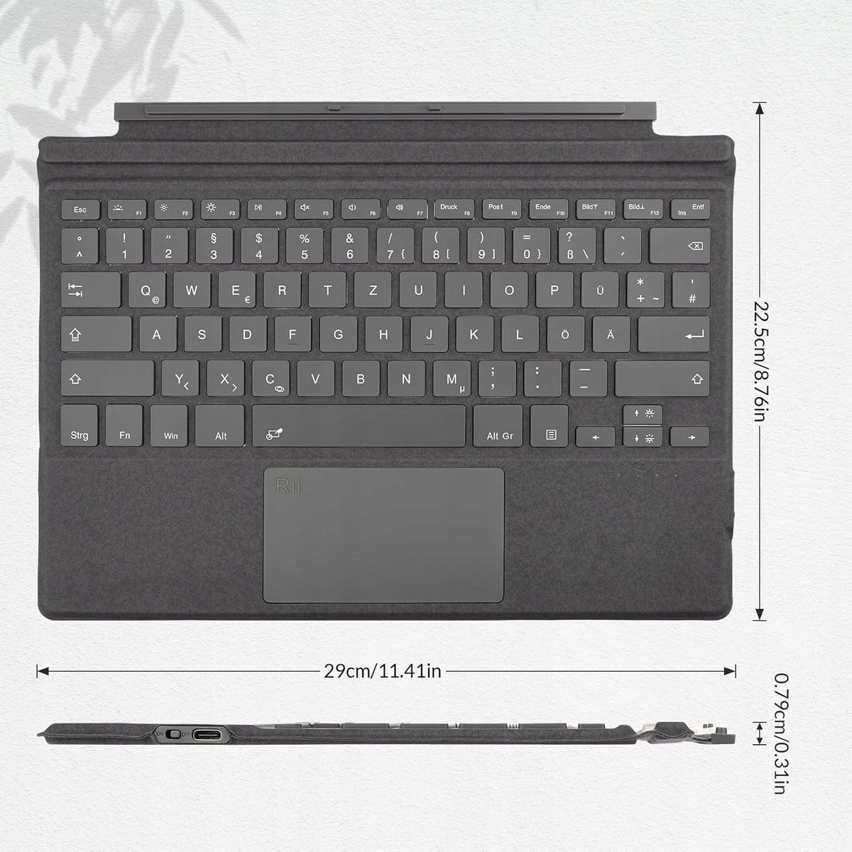 Rii Keyboard for Surface Pro 7+ 7 6 5 4 3 Bluetooth Backlit QWERTZ de Manufacturer Rii
