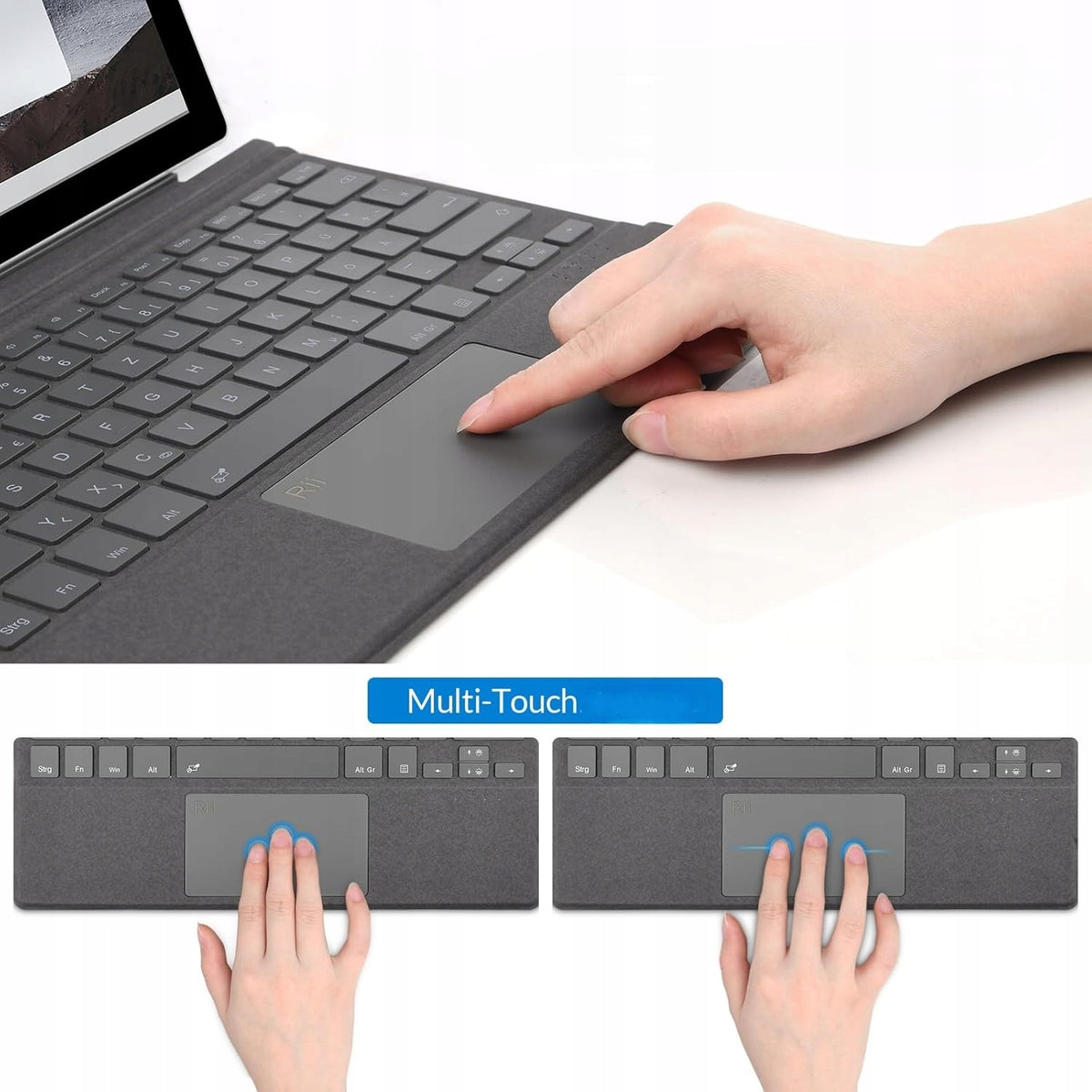 Rii Keyboard for Surface Pro 7+ 7 6 5 4 3 Bluetooth Backlit QWERTZ de Manufacturer code 5905919726957