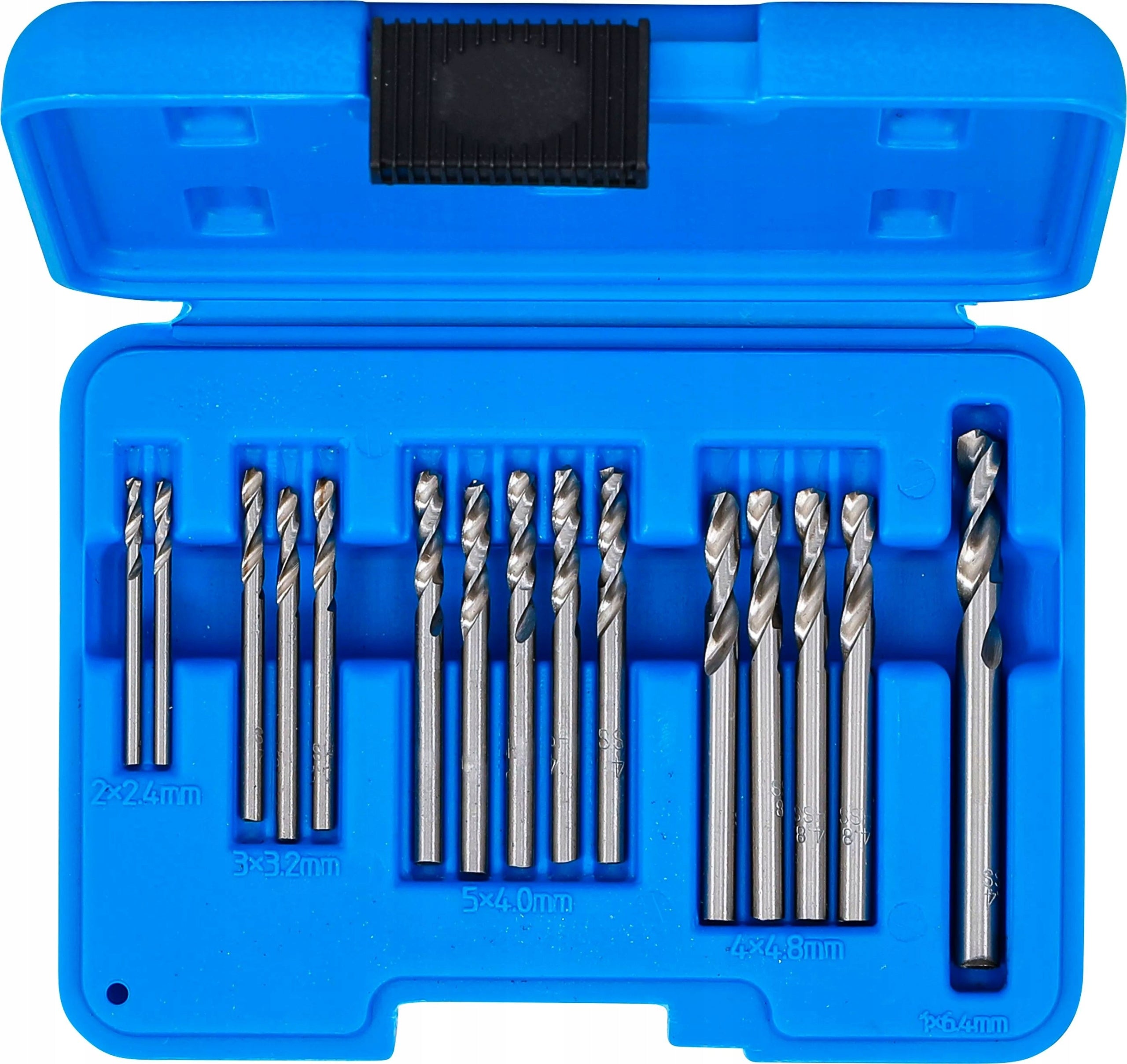 Rivet Drill Bits 2,4-6,4mm Drill Bit Set 15pcs HSS, BGS-Germany