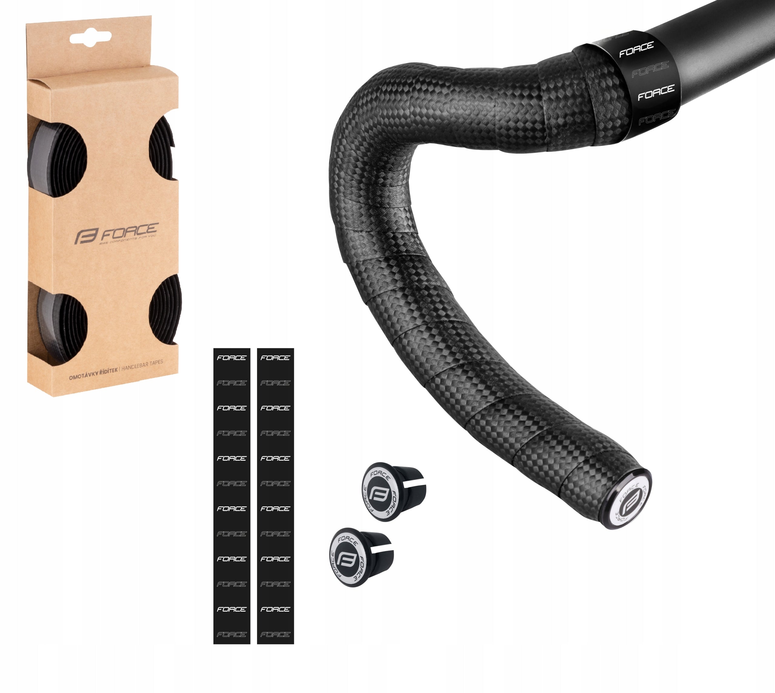 Road steering wheel wrap FORCE CARBON black 30x2100