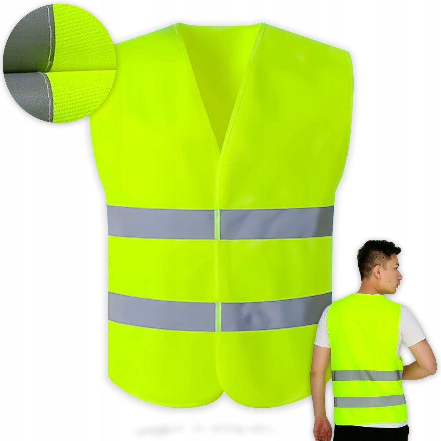 Road warning reflective vest for construction yellow Velcro size XXL Packaging status original
