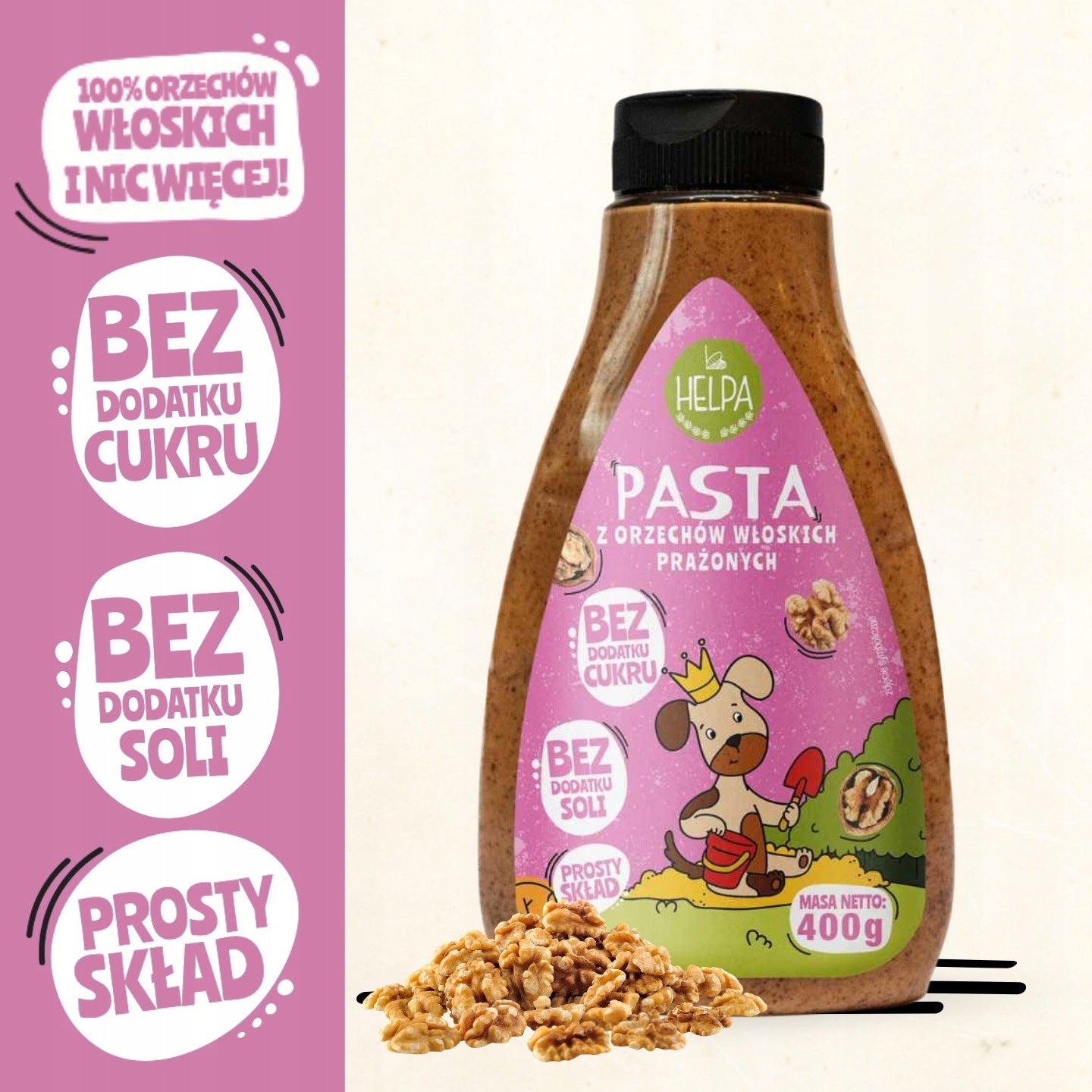 Roasted walnut paste 400 g HELPA 100% nuts Kind Other